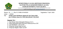 SURAT EDARAN KEMENTERIAN AGAMA DAERAH ISTIMEWA YOGYAKARTA